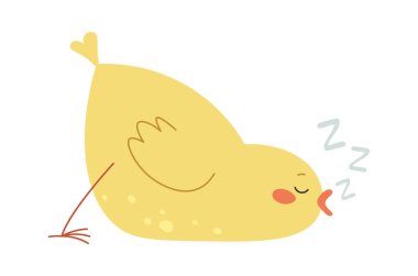 Lazy funny chick sleeping flat icon. Vector illustration