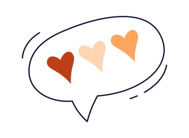 Message flat icon Communication cloud with hearts. Vector illustration