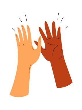 Hands clapping flat icon Black and white palms. Vector illustration