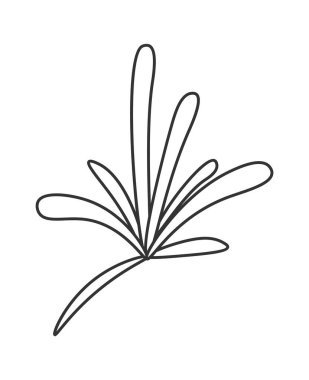 Leaf line art Wildflowers contemporary floral design. Vector illustration