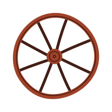Wooden wheel for move flat icon. Vector illustration