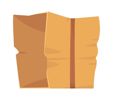 Zarar görmüş ve kırılmış karton kutu düz simge kağıt paket paketi. Vektör illüstrasyonu