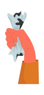 Buruşmuş kağıt simgesi çöp yığınıyla el ele tutuşmak. Vektör illüstrasyonu