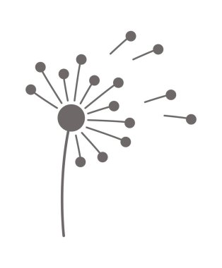 Dandelion fluffy flower flat icon Floral design Round seed head. Vector illustration