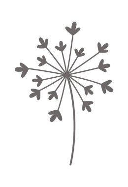 Dandelion fluffy flower flat icon Floral design. Vector illustration