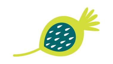 Cartoon hand drawn flower flat icon Spring decor. Vector illustration