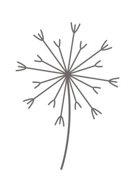 Dandelion fluffy flower flat icon Floral design Round seed head. Vector illustration