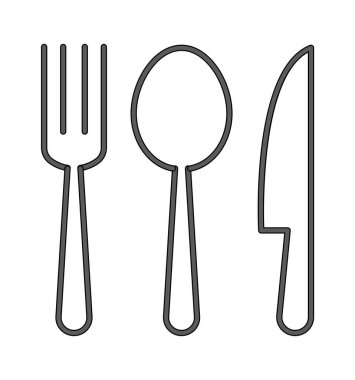Kitchen utensil collection line icon Fork spoon and knife. Vector illustration