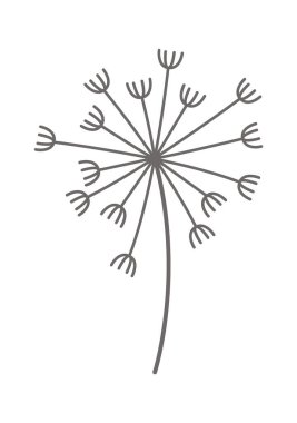 Dandelion fluffy flower flat icon Floral design Round seed head. Vector illustration