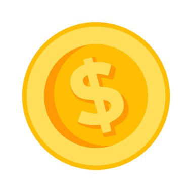 Gold Coin flat icon Time is money. Vector illustration