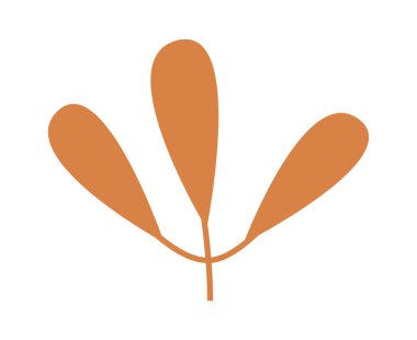 Floral abstraction design flat icon Brown hand drawn leaf. Vector illustration