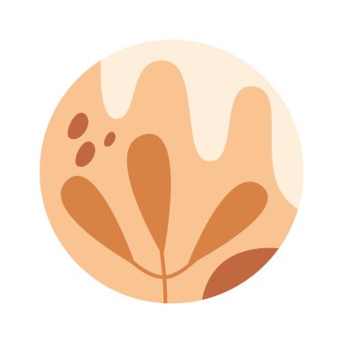 Circles with floral abstract design flat icon. Vector illustration