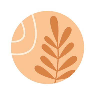 Circles with floral abstract design flat icon. Vector illustration