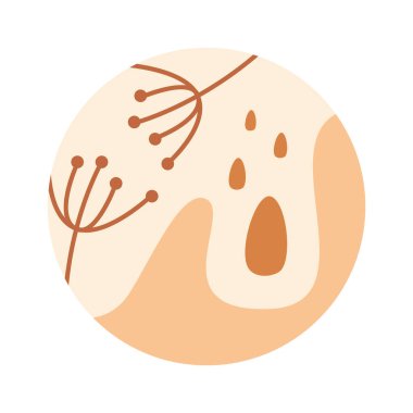 Circles with floral abstract design flat icon. Vector illustration