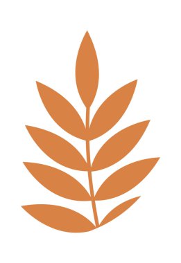 Floral abstraction design flat icon Brown hand drawn leaf. Vector illustration