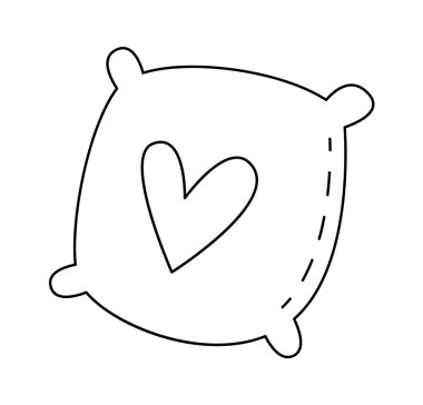 Soft pillow line art icon Baby accessory. Vector illustration