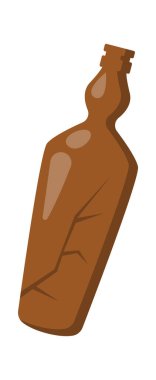 Broken glass bottle flat icon Trash sorting and utilization. Vector illustration