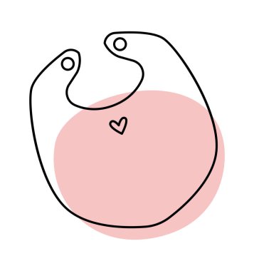 Bib line art icon Plastic or cloth cover for baby. Vector illustration