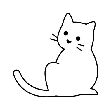 Cute kitten line icon art Small cat. Vector illustration