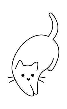 Cute kitten line icon art Small cat. Vector illustration