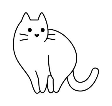 Cute kitten line icon art Small playful cat. Vector illustration