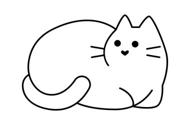 Cute kitten line icon art Small cat. Vector illustration