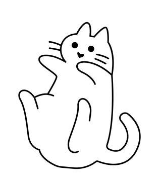 Cute kitten line icon art Small playful cat. Vector illustration