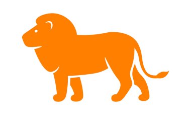 Wild lion shape flat icon Cartoon animal silhouette. Vector illustration