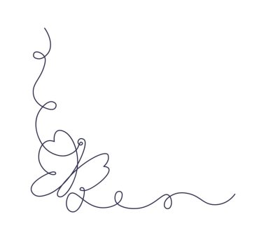 Butterflies in line art Contemporary frame. Vector illustration