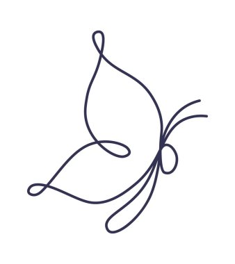 Butterfly in line art Contemporary insect abstract drawing. Vector illustration