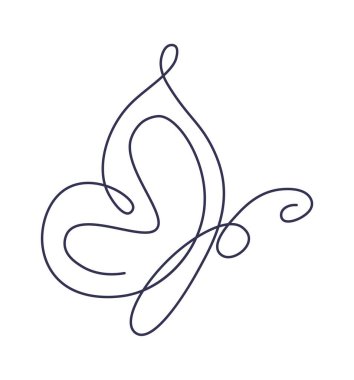 Butterfly in line art Contemporary insect abstract drawing. Vector illustration