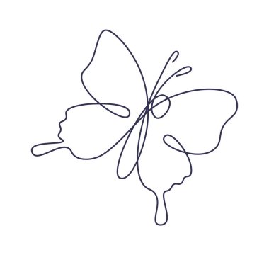 Butterfly in line art Contemporary insect abstract drawing. Vector illustration