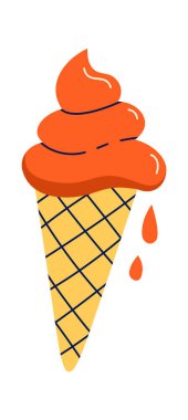 Tasty cherry ice cream flat icon Sweet dessert. Vector illustration