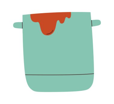 Dirty cooking pot flat icon Kitchen utensil. Vector illustration