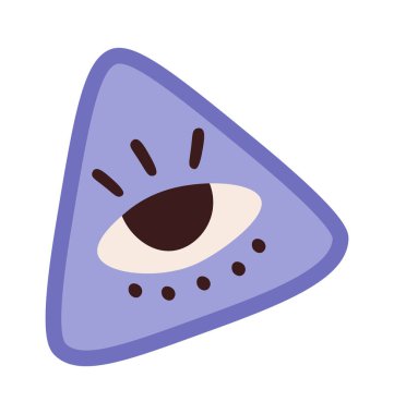 Hand drawn abstract doodle triangle with eye flat icon. Vector illustration