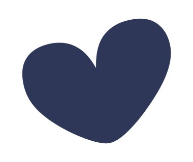 Hand drawn cartoon expression sign doodle flat icon Black heart. Vector illustration