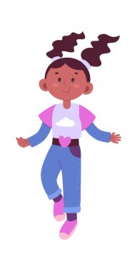 Happy child jumping flat icon Leisure time. Vector illustration