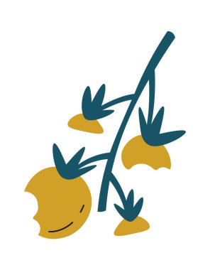 Tomatoes on branch flat icon Food waste Sorted organic garbage. Vector illustration