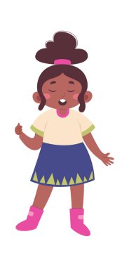 Happy girl flat icon Leisure time. Vector illustration