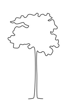 Drawing doodle tree in line art. Vector illustration