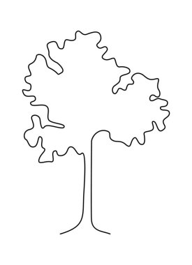 Drawing doodle tree in line art. Vector illustration