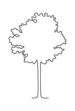 Drawing doodle tree in line art. Vector illustration