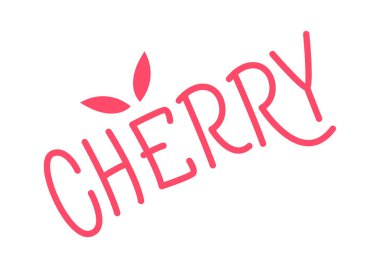 Cherry hand drawn inscription Red words on banner. Vector illustration