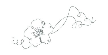 Flower of strawberry in line art Design element. Vector illustration