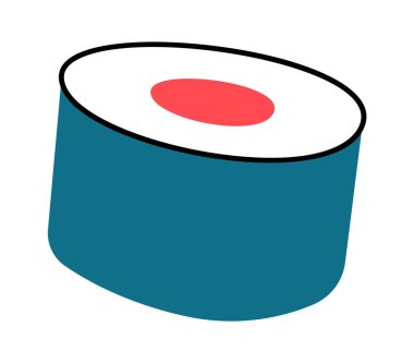 El yapımı soyut suşi rulo tasarımı unsuru deniz ürünleri. Vektör illüstrasyonu