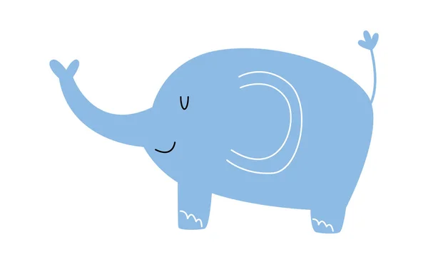 Illustrazione Astratta Disegnata Mano Elefante Piatto Elemento Design Animale Selvatico — Vettoriale Stock