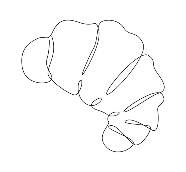 Dessert Croissant Ligne Art Illustration Vectorielle — Image vectorielle