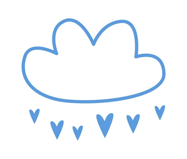 Χειροποίητο Αφηρημένο Σύννεφο Και Βροχή Σχεδιαστικό Στοιχείο Εικονογράφηση Διανύσματος — Διανυσματικό Αρχείο