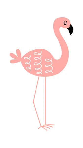 Flamingo Astratto Disegnato Mano Elemento Design Animale Selvatico Illustrazione Vettoriale — Vettoriale Stock