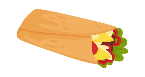 Tradiční Mexická Kuchyně Ploché Ilustrace Tacos Vektorová Ilustrace — Stockový vektor